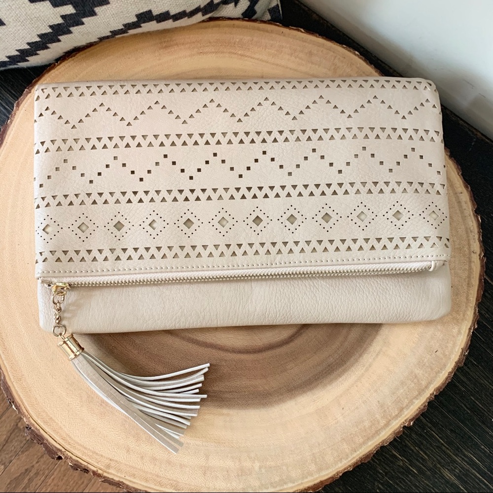 Adorable Laser Cut Foldover Clutch - Like New